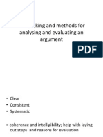 Note Taking and Methods For Analysing and Evaluating An Argument