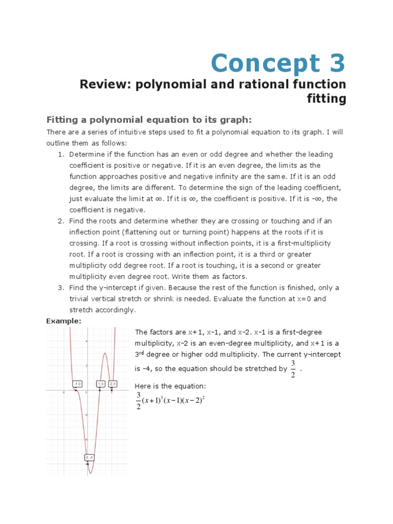 Concept 3: Review: Polynomial and Rational Function Fitting | PDF ...