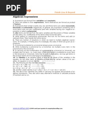 8 Math Algebraic Expressions Polynomial Multiplication