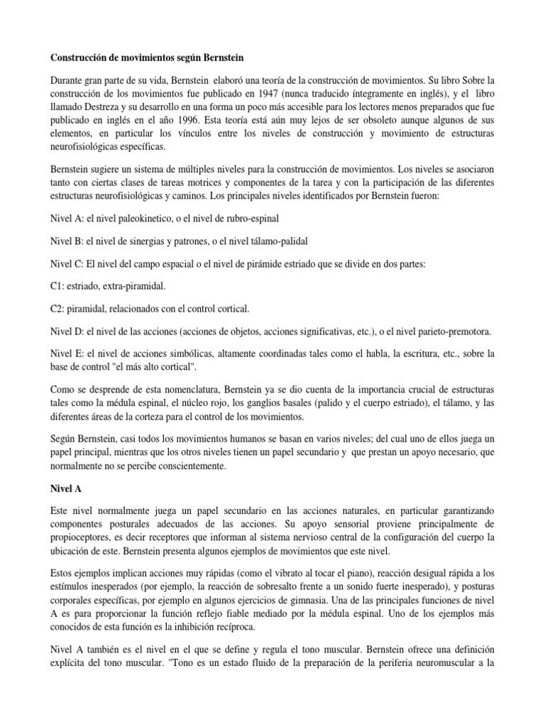 La teoría de los niveles de construcción de movimientos de Bernstein ...