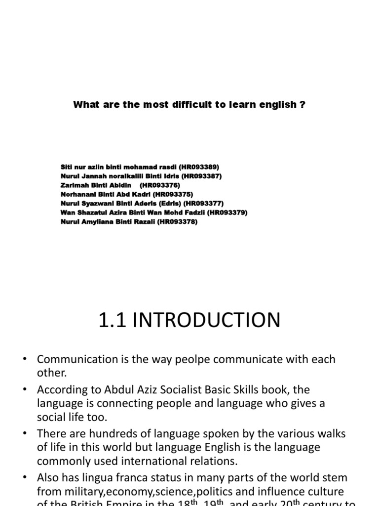 What are the most difficult to learn english pdf
