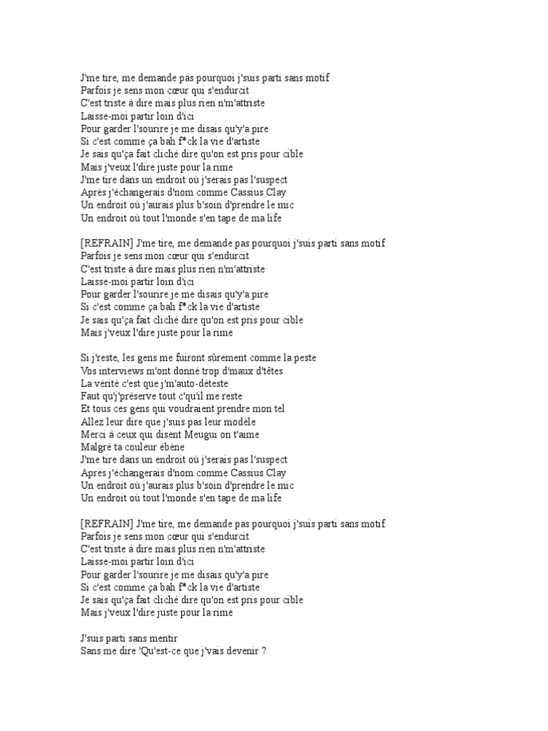 Pourquoi Les Gens Qui S aiment Paroles Maitre Gims J'Me Tire | PDF