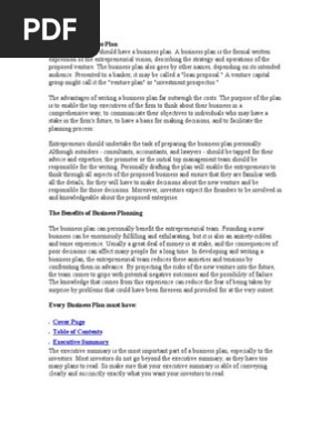 Creating a Business Plan