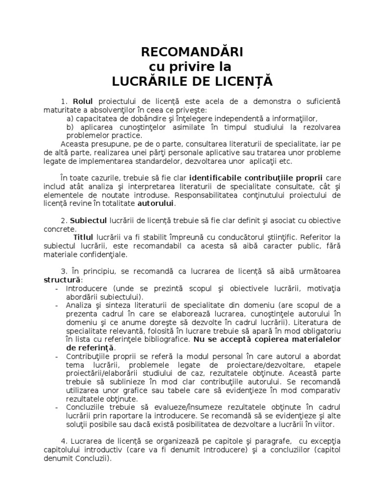 Ase Reguli PT Lucrare Licenta | PDF