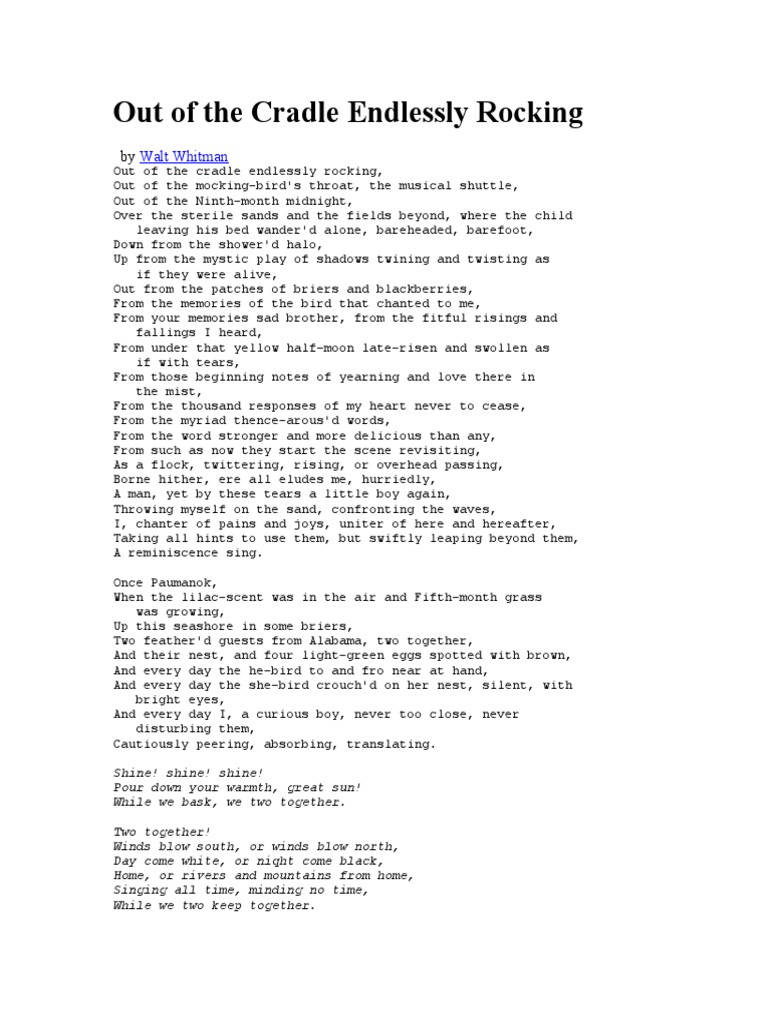 Out of The Cradle Endlessly Rocking PDF Nature