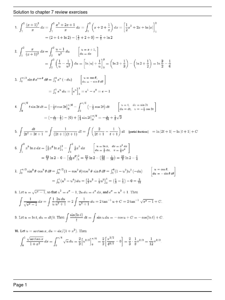 Solution To Chapter 7 Review Exercises | PDF