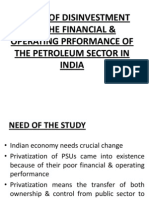 Impact of Disinvestment On The Financial & Operating Prformance of The Petroleum Sector in India