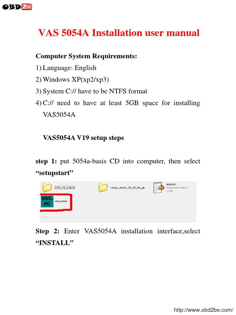 VAS 5054A Installation Guide | PDF | Installation (Computer Programs ...