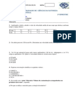 EJA AVALIAÇÃO DE  CIÊNCIAS DA NATUREZA - 1º BIMESTRE DE 2013