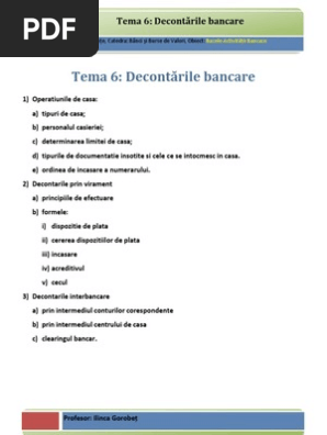 Bab Tema 6 Decontarile Bancare