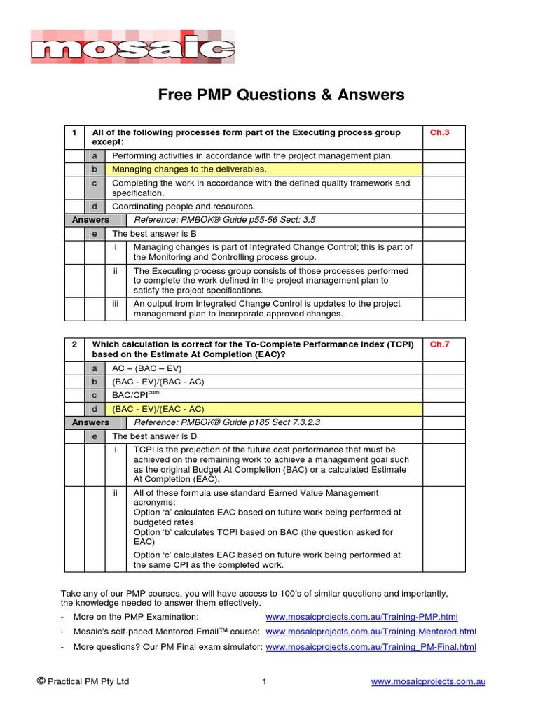 project planning questions and answers pdf
