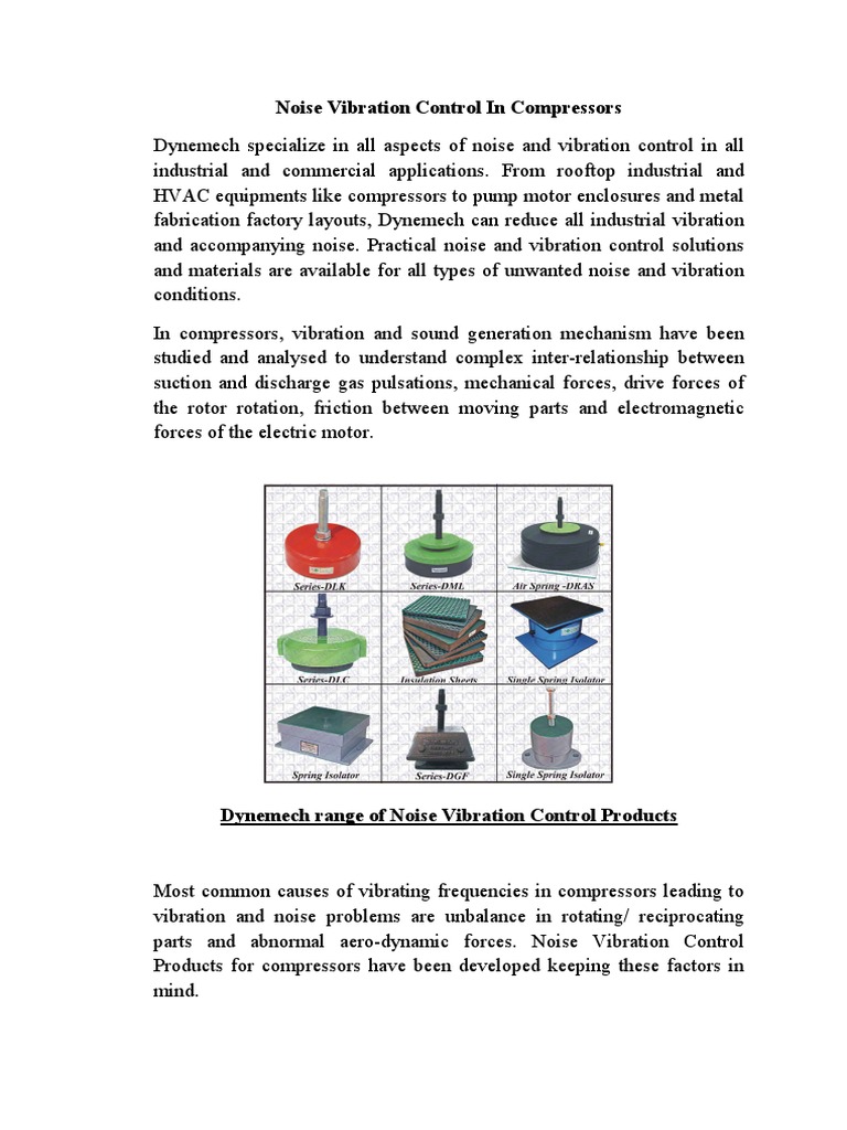 Noise Vibration Control in Compressors Noise Hvac