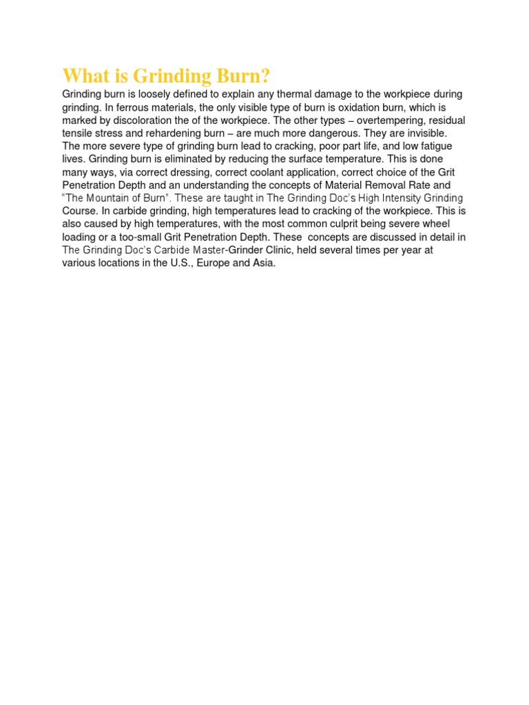 What Is Grinding Burn PDF
