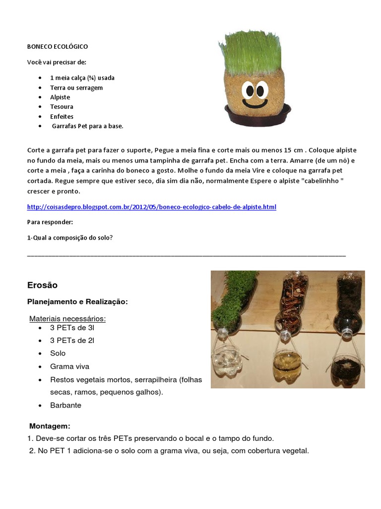 Boneco ecológico: instruções passo a passo para fazer um boneco usando ...