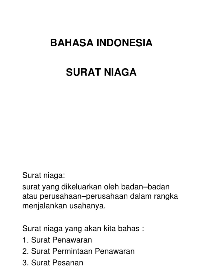 Surat Niaga Untuk Siswappt