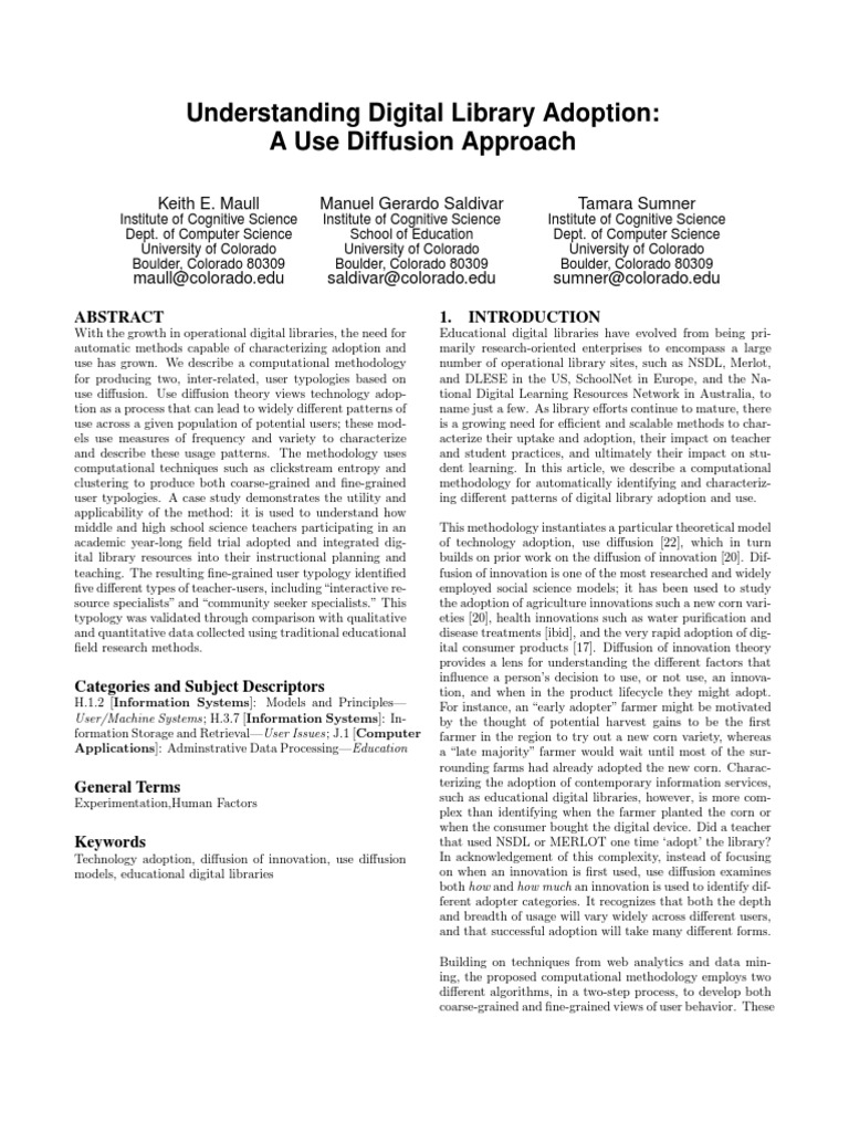 Understanding Digital Library Adoption | PDF | Social Science | Art
