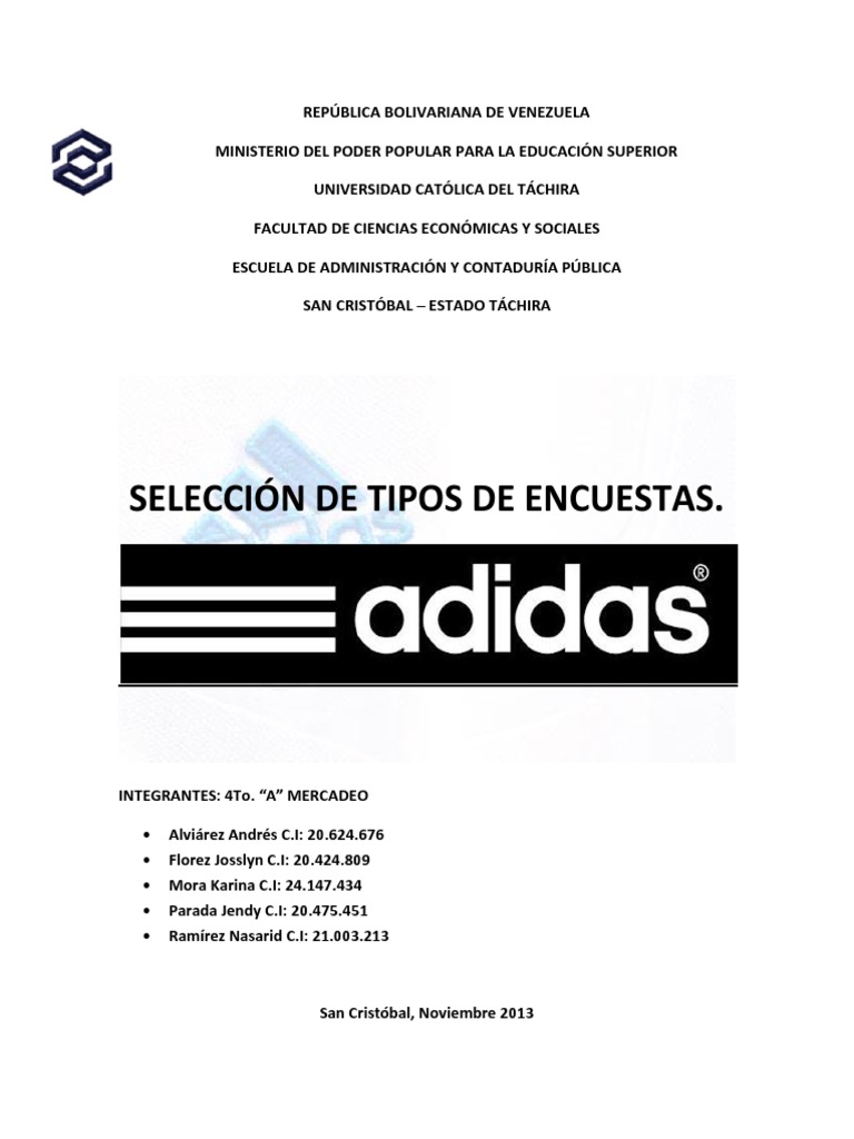 Robusto Generoso auditoría Selección de Tipos de Encuesta, Adidas. | PDF | Cuestionario | Internet