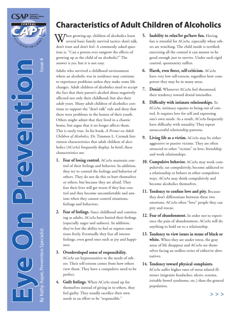 Adult Children of Alcoholics Guide | PDF | Alcoholism | Emotions