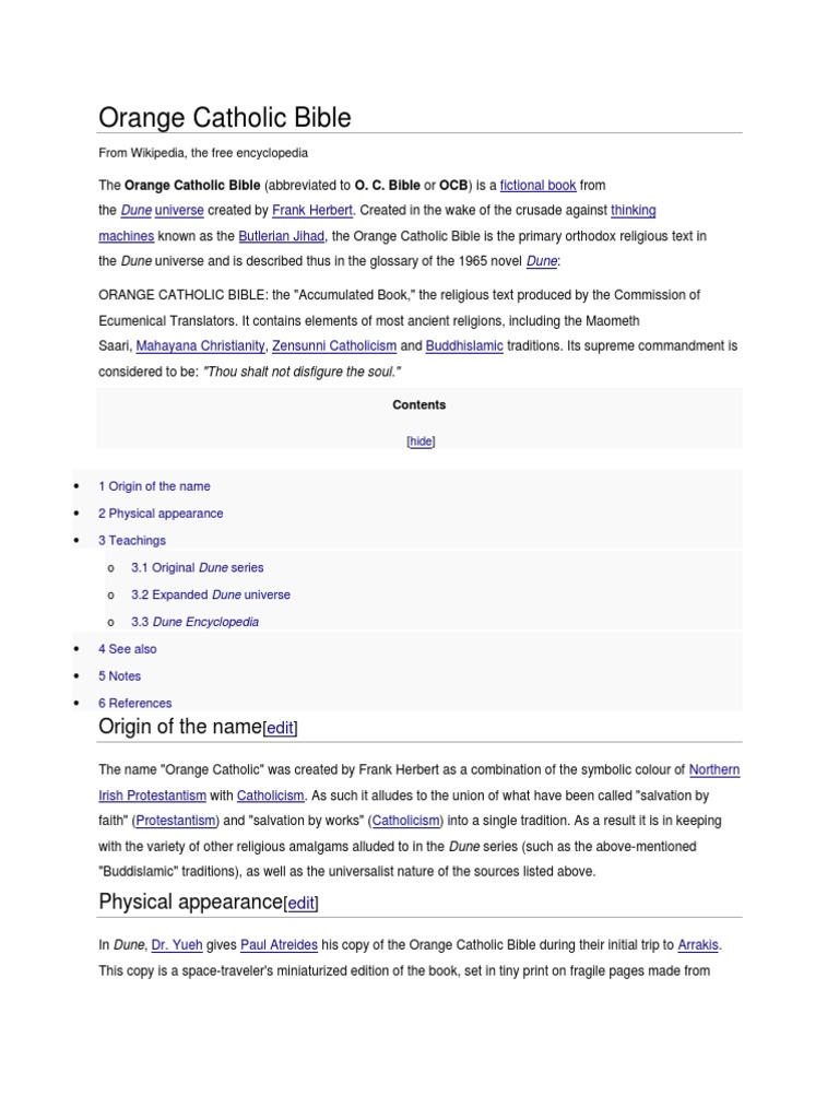 Orange Catholic Bible PDF Dune (Franchise) Transhumanist Books