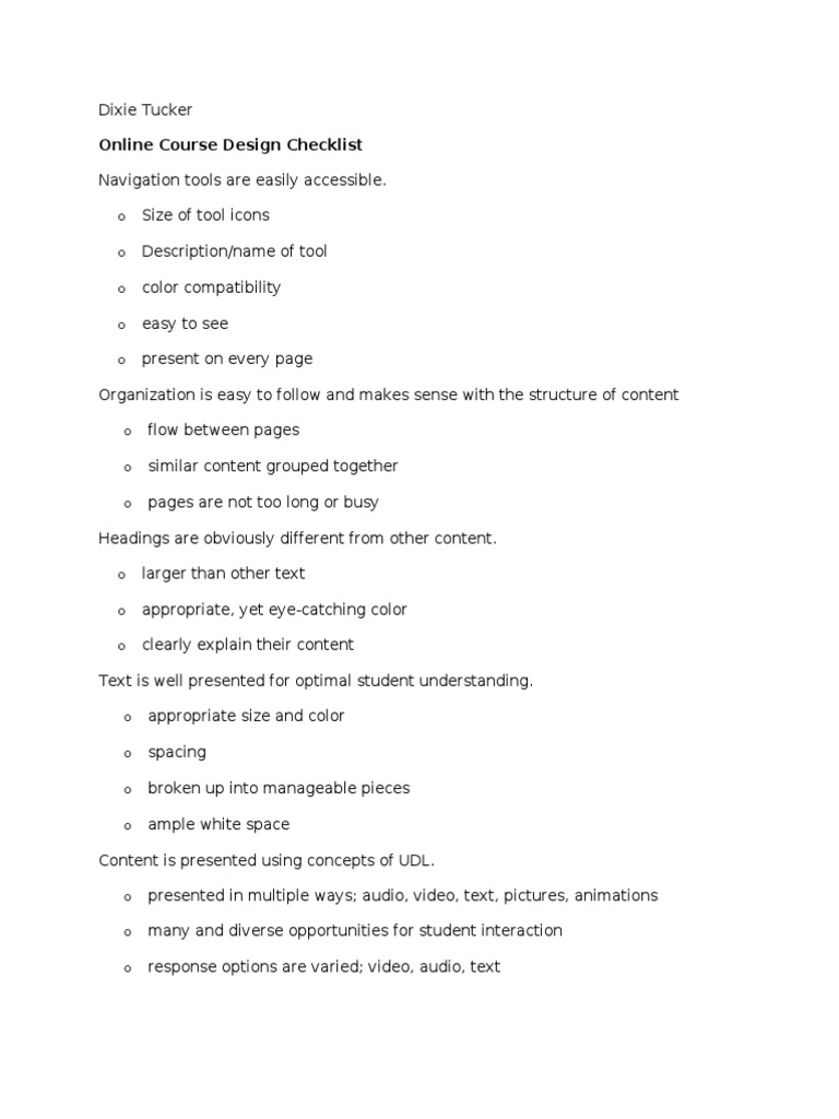 Online Course Checklist | PDF | Art