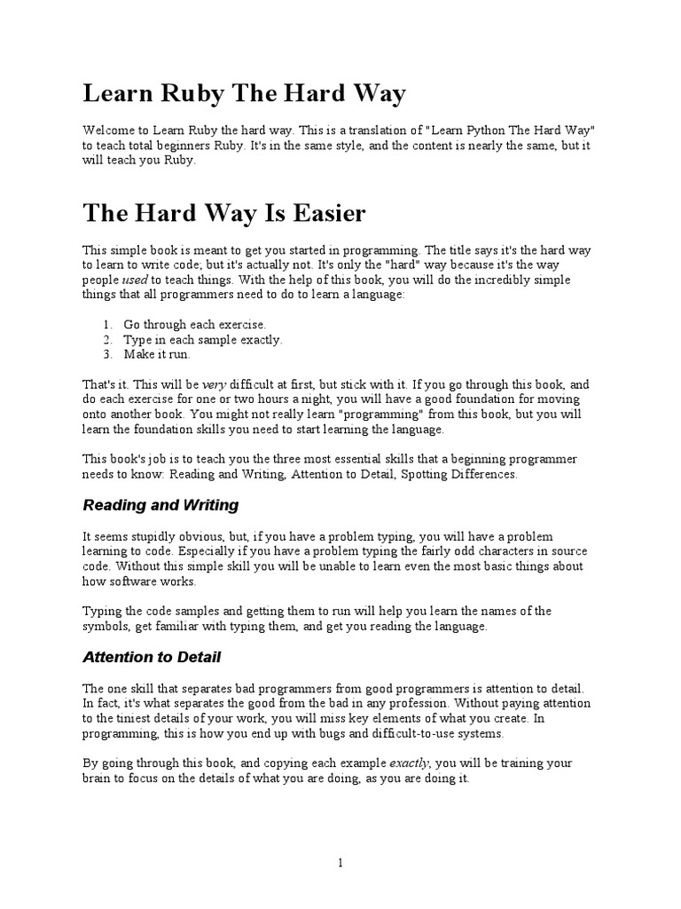 Learn Ruby - The Hard Way | PDF | Software Development | Computing