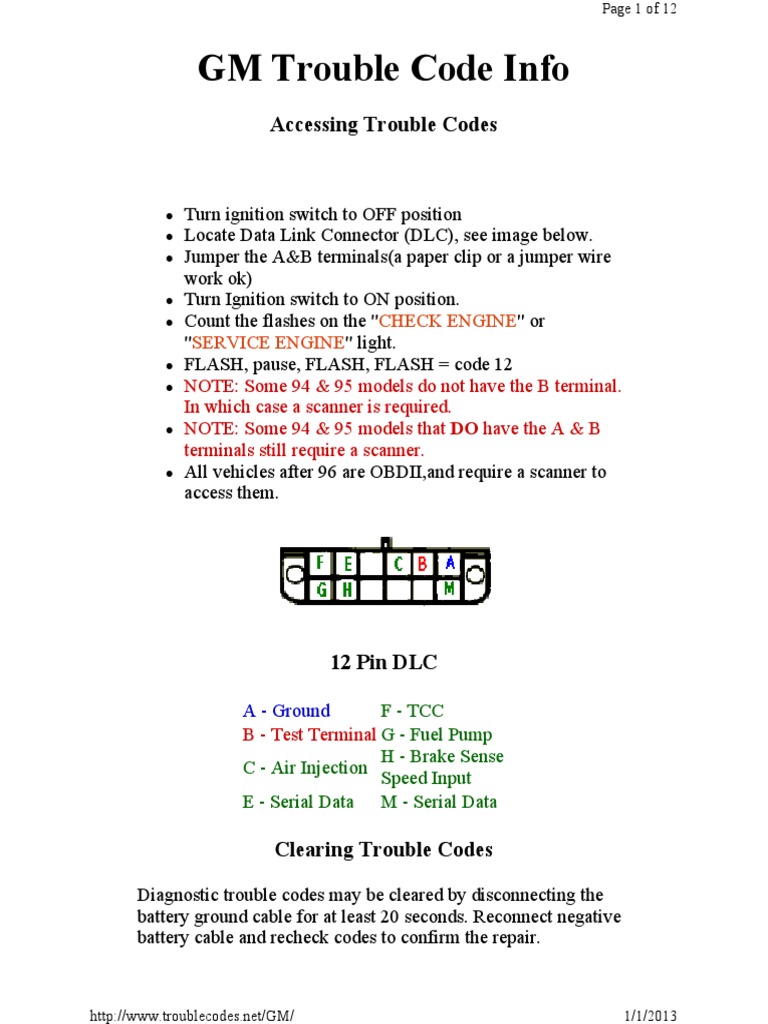 GM OBD Trouble Code Info | PDF | Automobiles | Vehicle Technology