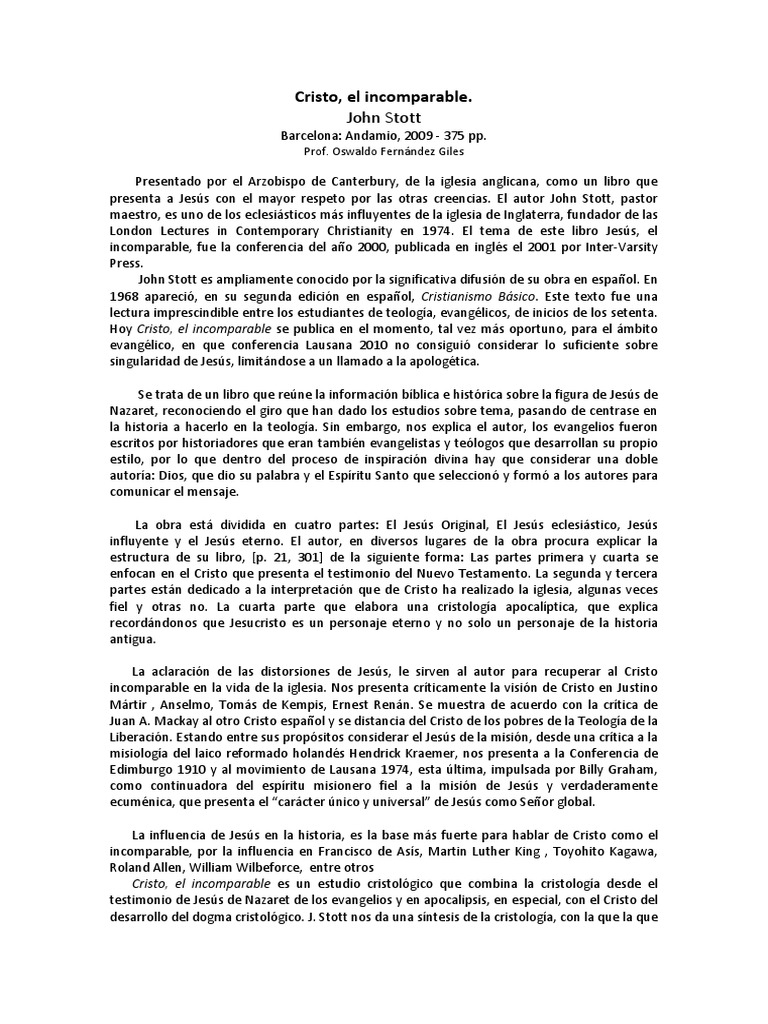 Cristo, el incomparable: Un estudio cristológico | PDF | Cristología ...