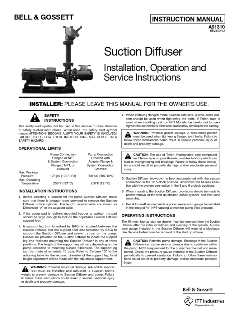 Pump Suction Diffuser Manual | PDF | Pump | Valve