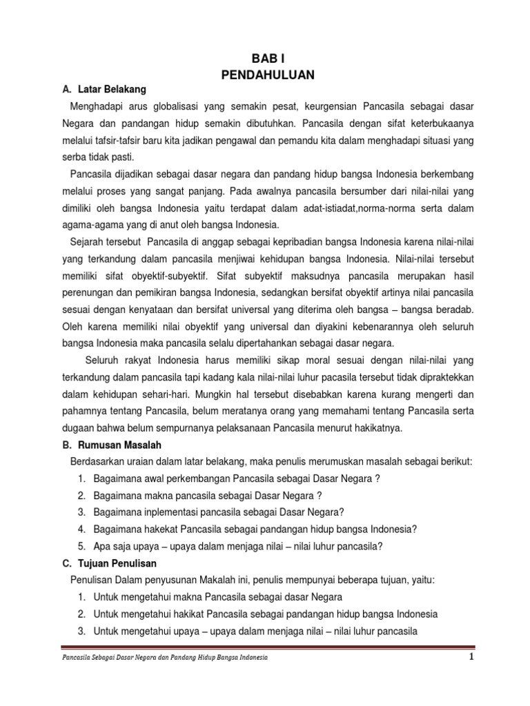 Pancasila Sebagai Dasar Negara Dan Pandangan Hidup Bangsa Indonesia Pdf