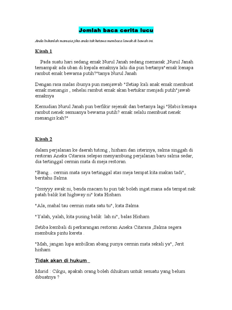Jomlah Baca Cerita Lucu