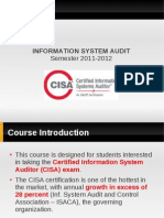 Information System Audit: Semester 2011-2012