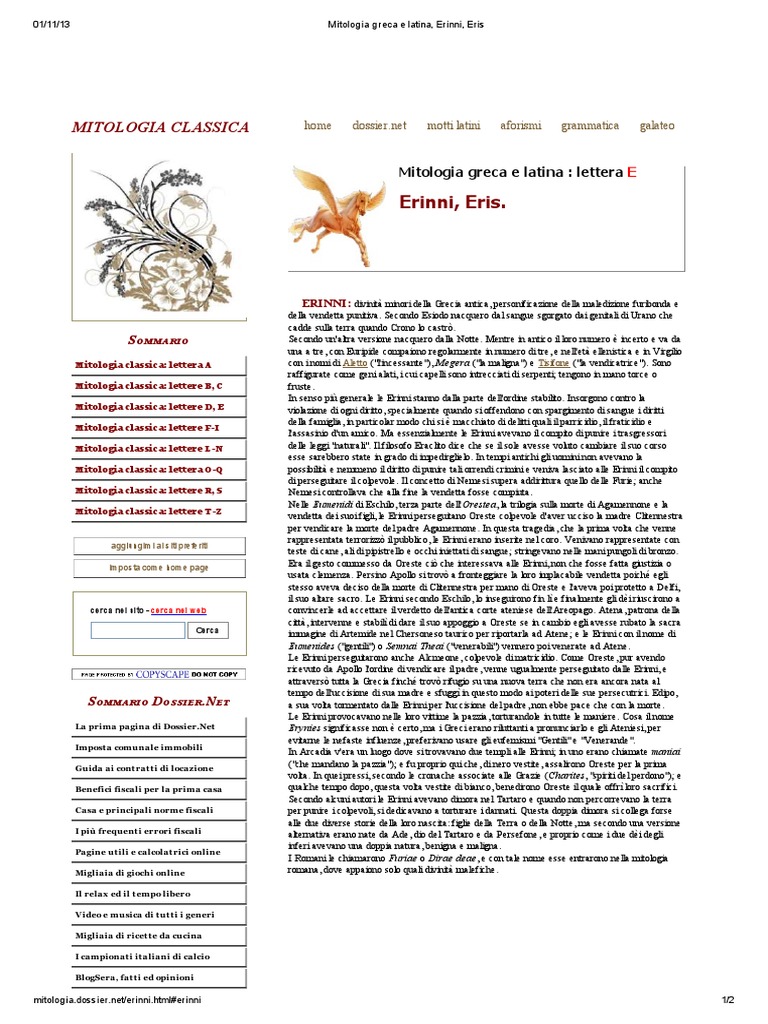 Mitologia Greca e Latina, Erinni, Eris | PDF