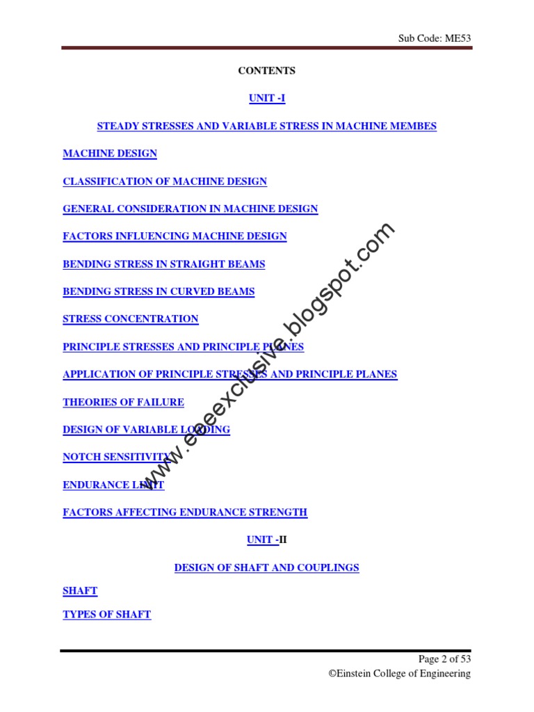 Design of Machine Elements | PDF