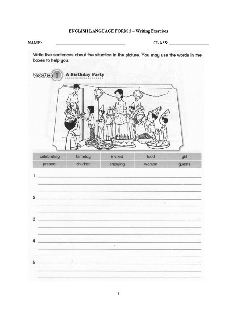 F3 130618 Writing Exercises