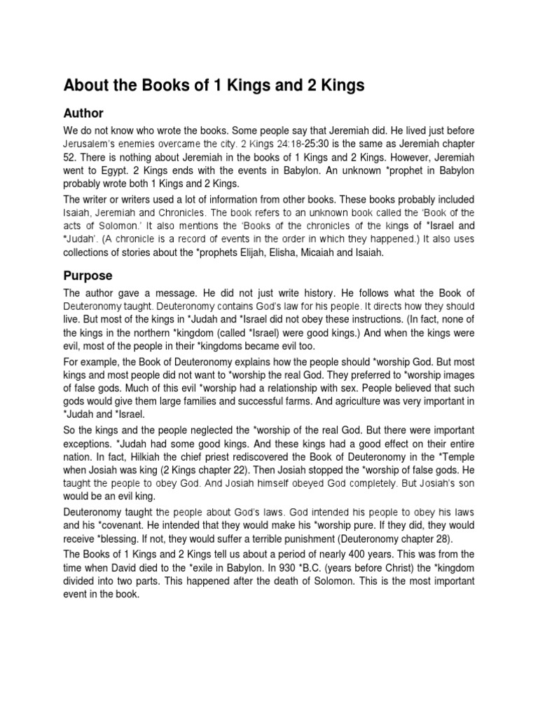 About The Books of 1 Kings and 2 Kings Author PDF Books Of Kings