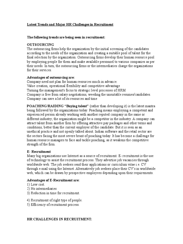 HR Challenges in Recruitment | PDF | Recruitment | Outsourcing