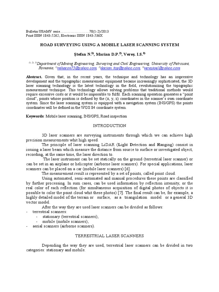 Stefan Marian Veres Road Surveying Lidar Image Scanner - 