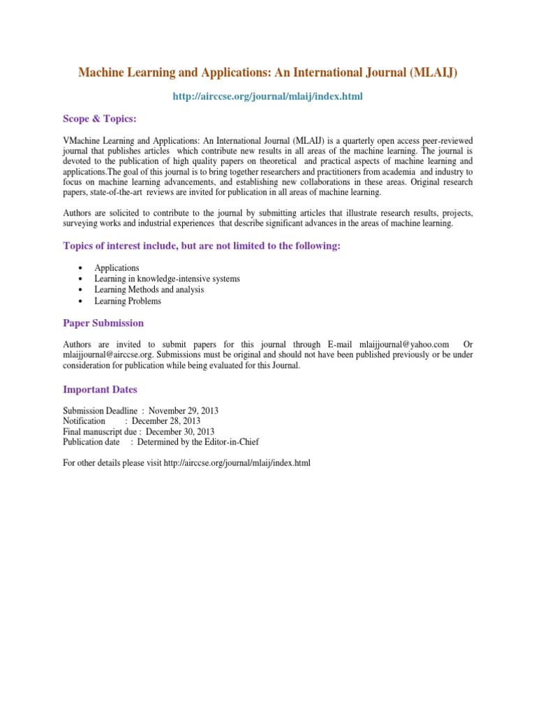 Machine Learning Journal Submission Guidelines | PDF