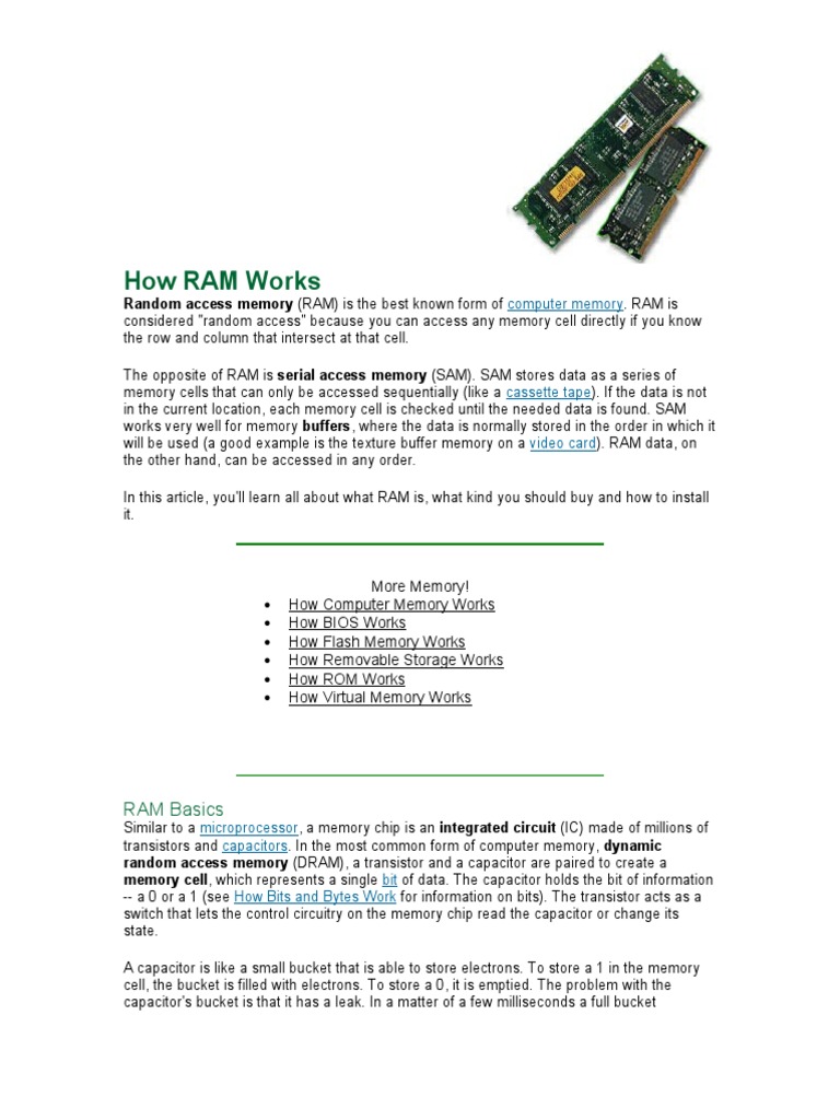 How RAM Works: Random Access Memory (RAM) Is The Best Known Form of ...