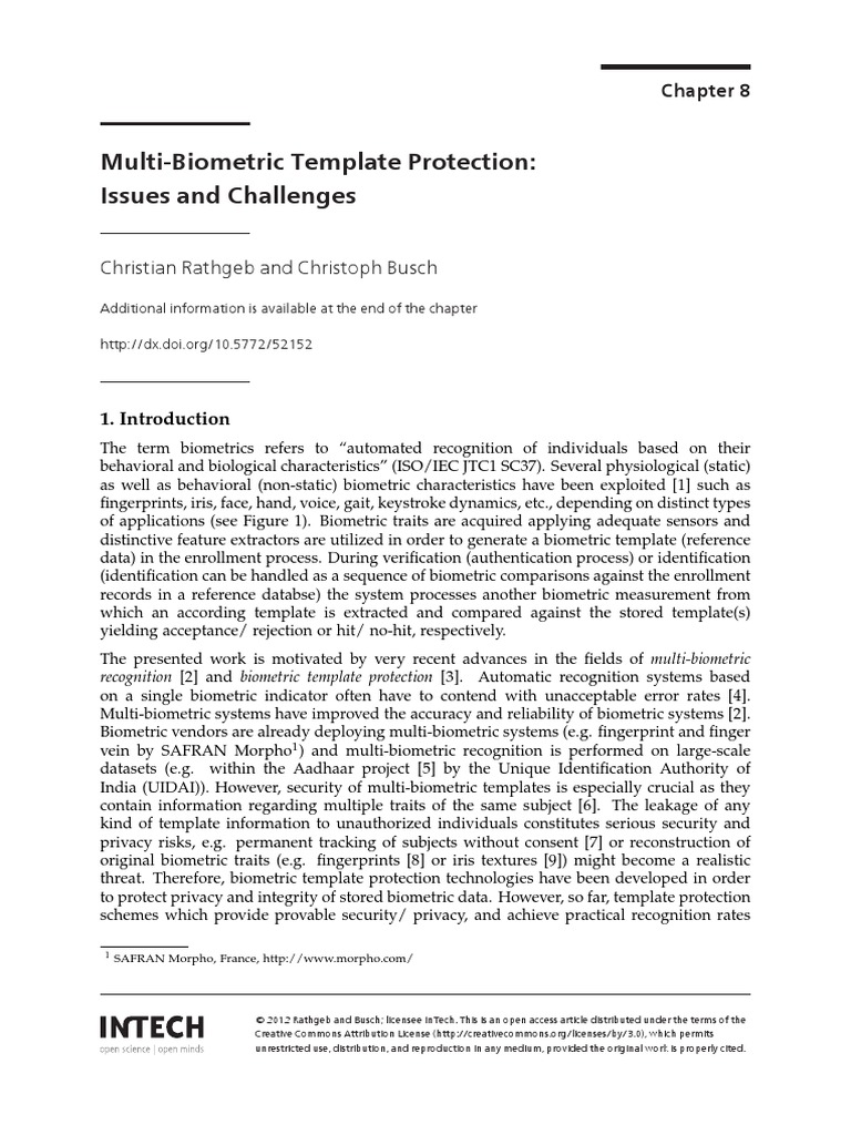 InTechMulti Biometric Template Protection Issues and Challenges