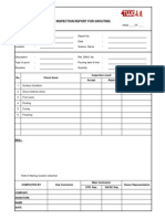 Inspection Report For Grouting: No. Accept Remarks Check Items Reject Inspection Result