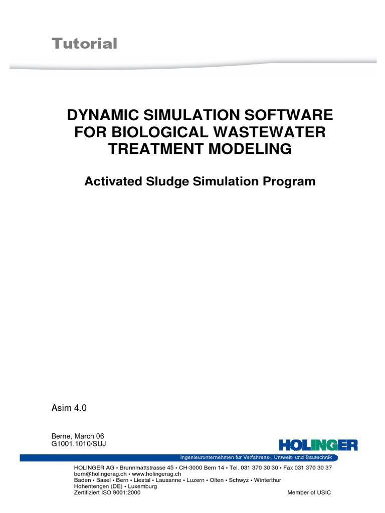 ASIM 4.0: Wastewater Treatment Modeling | PDF
