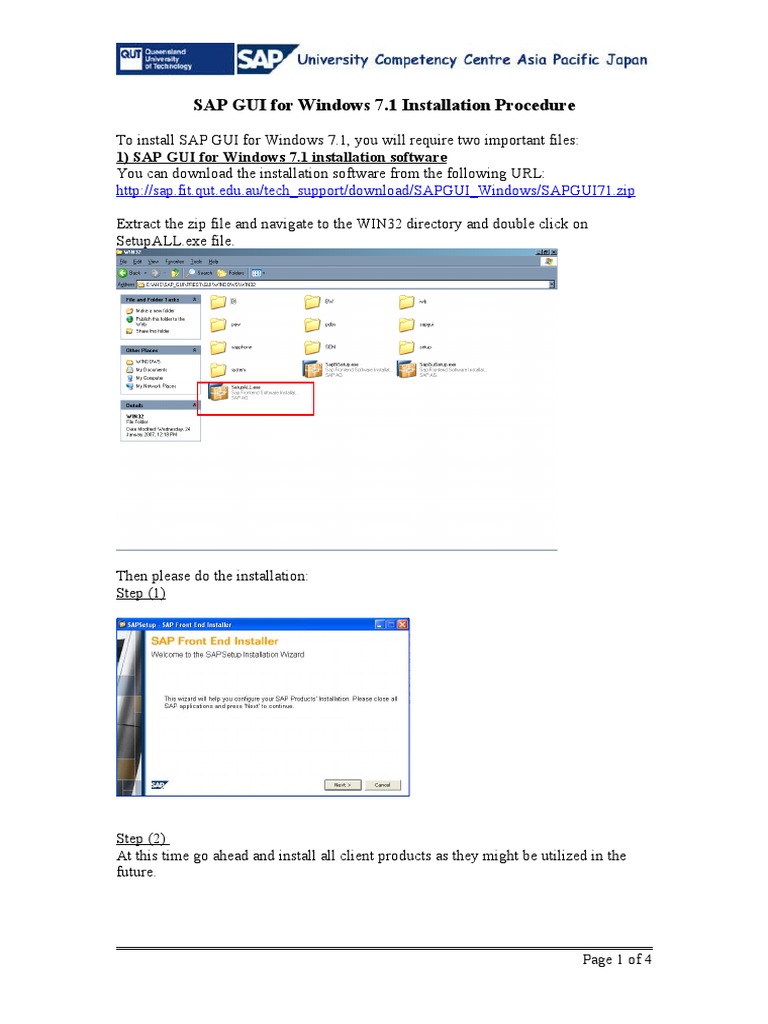 SAP GUI 7.1 Install Guide | PDF