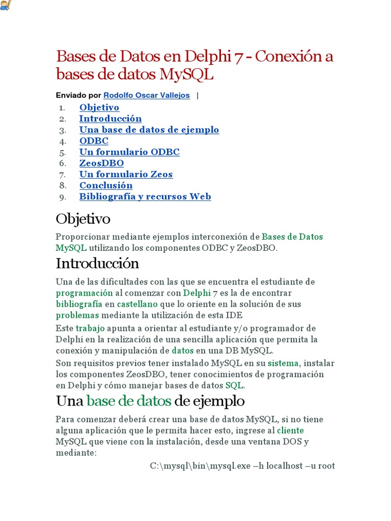 Bases de Datos en Delphi 7 - Conexión A Bases de MySQL | PDF | Mi sql ...