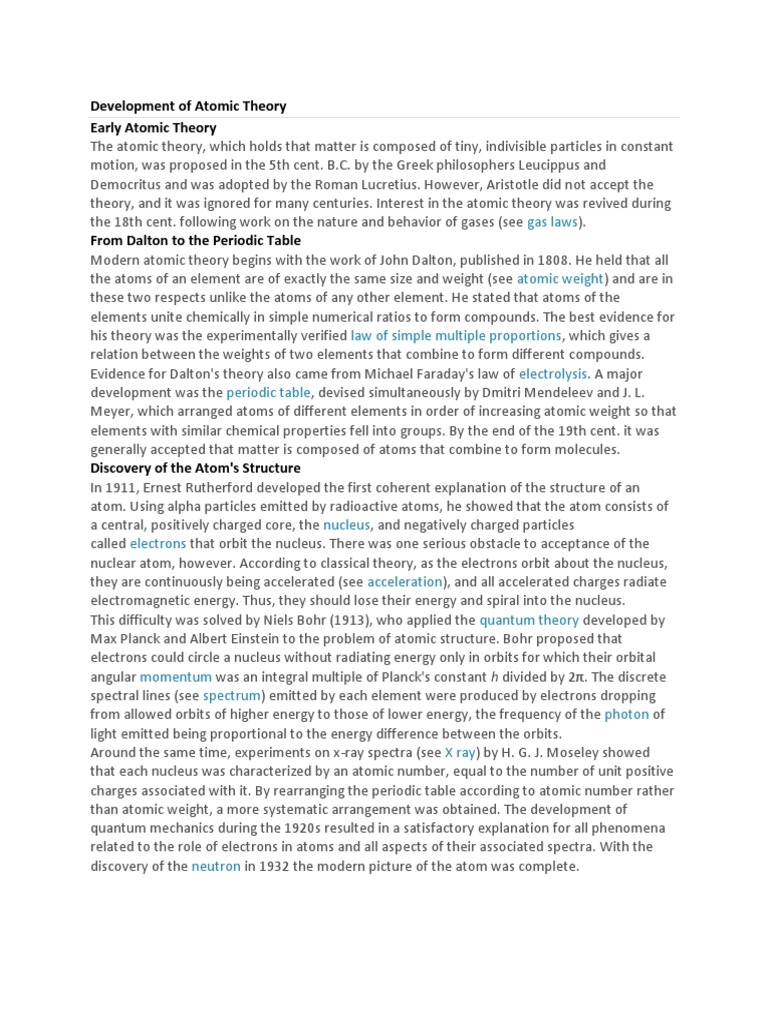 Atomic Theory: Evolution and Insights | PDF | Atoms | Atomic Nucleus