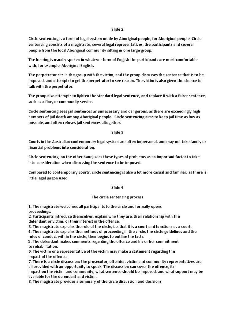 Circle Sentencing | Magistrate | Sentence (Law)