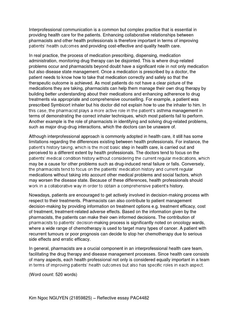 Reflective account gphc 2020 examples image