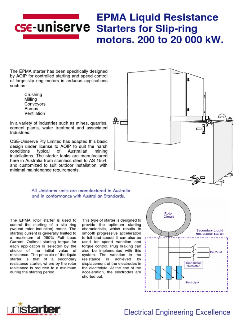 EPMA Liquid Resistance Starters For SlipRing Motors. 200 To 20 000 KW