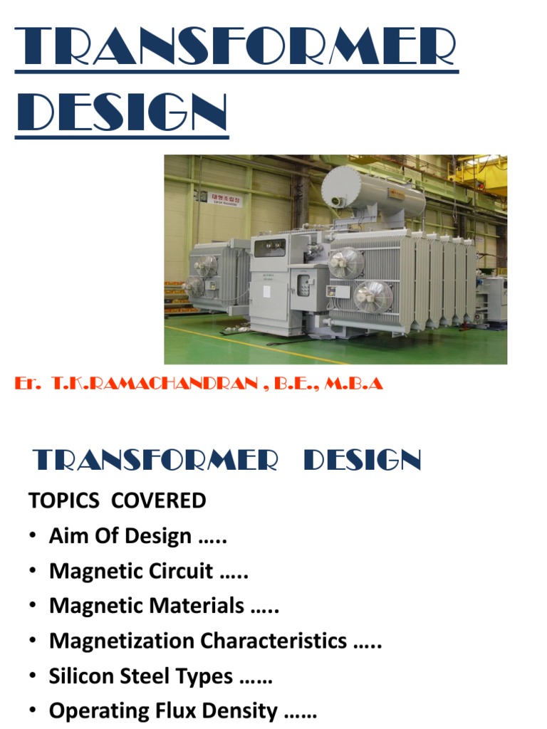 Transformer Design: Er. T.K.Ramachandran, B.E., M.B.A | Download Free ...
