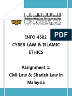 INFO 4502 Cyber Law & Islamic Ethics Assignment 1: Civil Law & Shariah Law in Malaysia